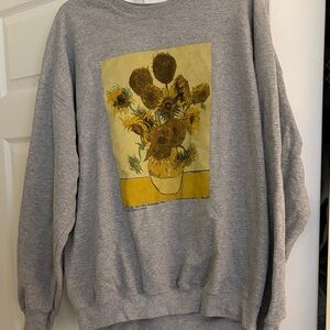Urban Outfitters Gray Crewneck Sweatshirt with Yellow Sunflower Graphic